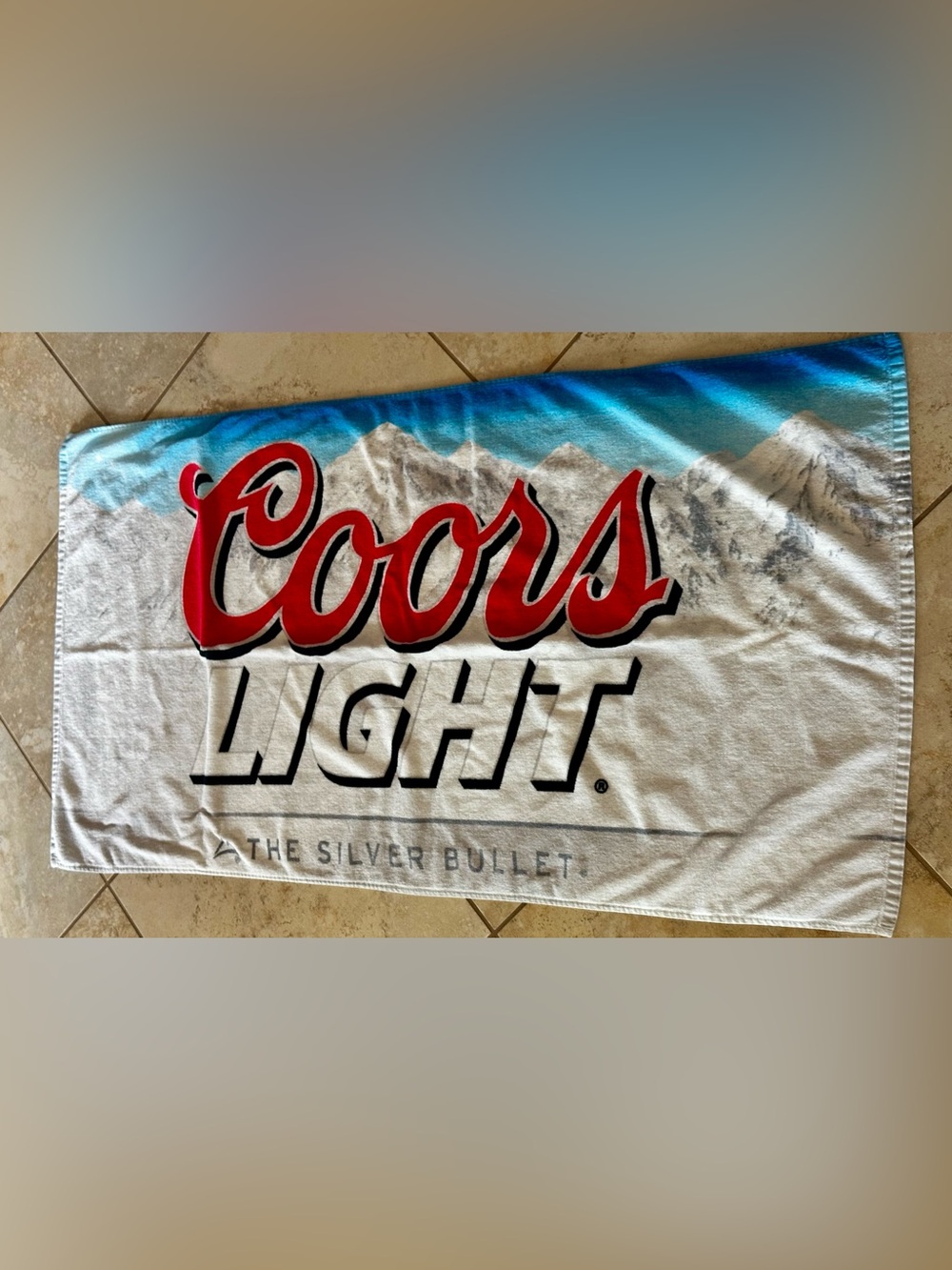 Coors Light The Silver Bullet 2014 Beach Towel Preowned Clean no stains.
